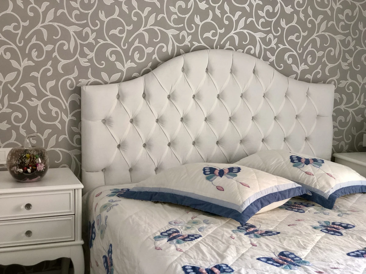 Bedroom Painting Bed Tufted Headboard in Durham