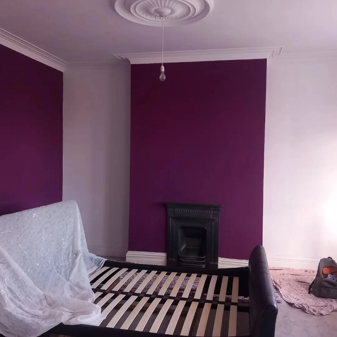 Bedroom Painting Blue Fireplace Feature Wall Before Durham in Durham