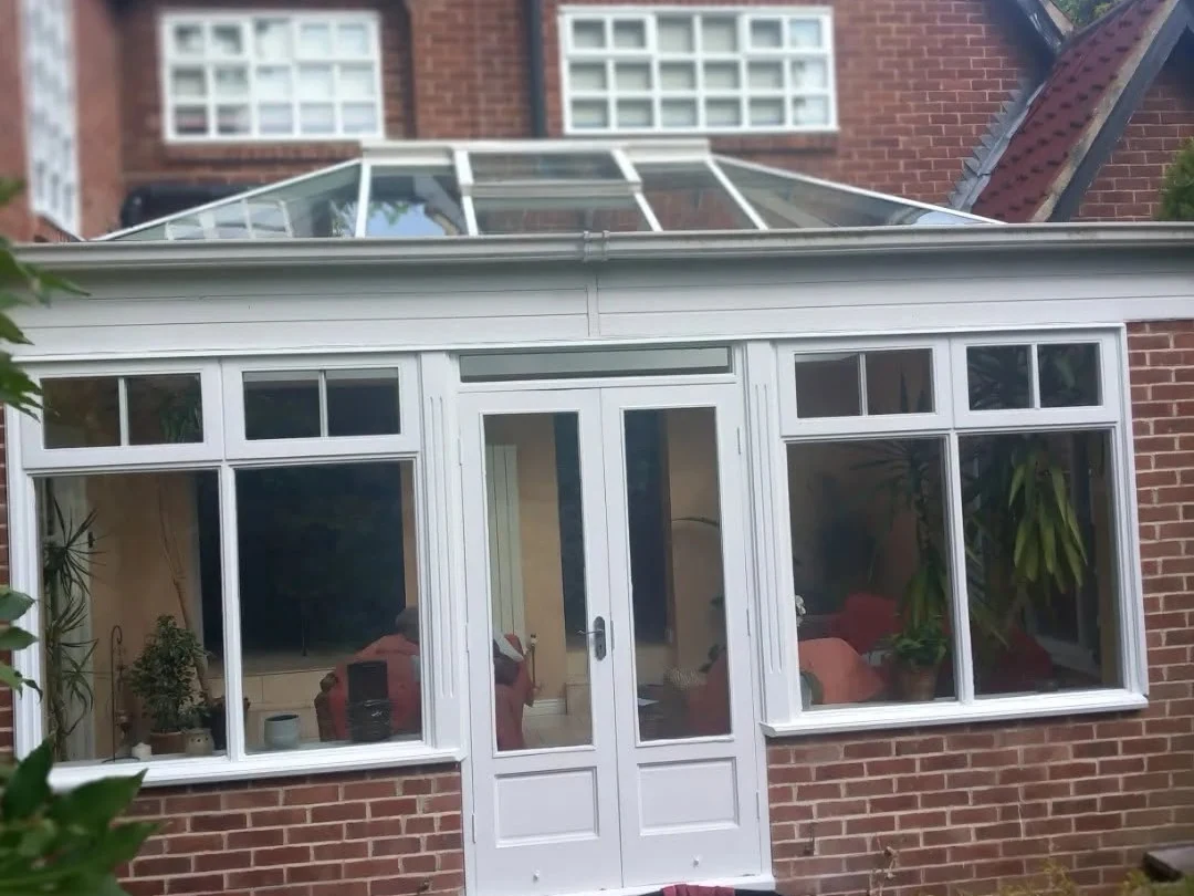 Conservatory doors and exterior woodwork painted by Durham Painters