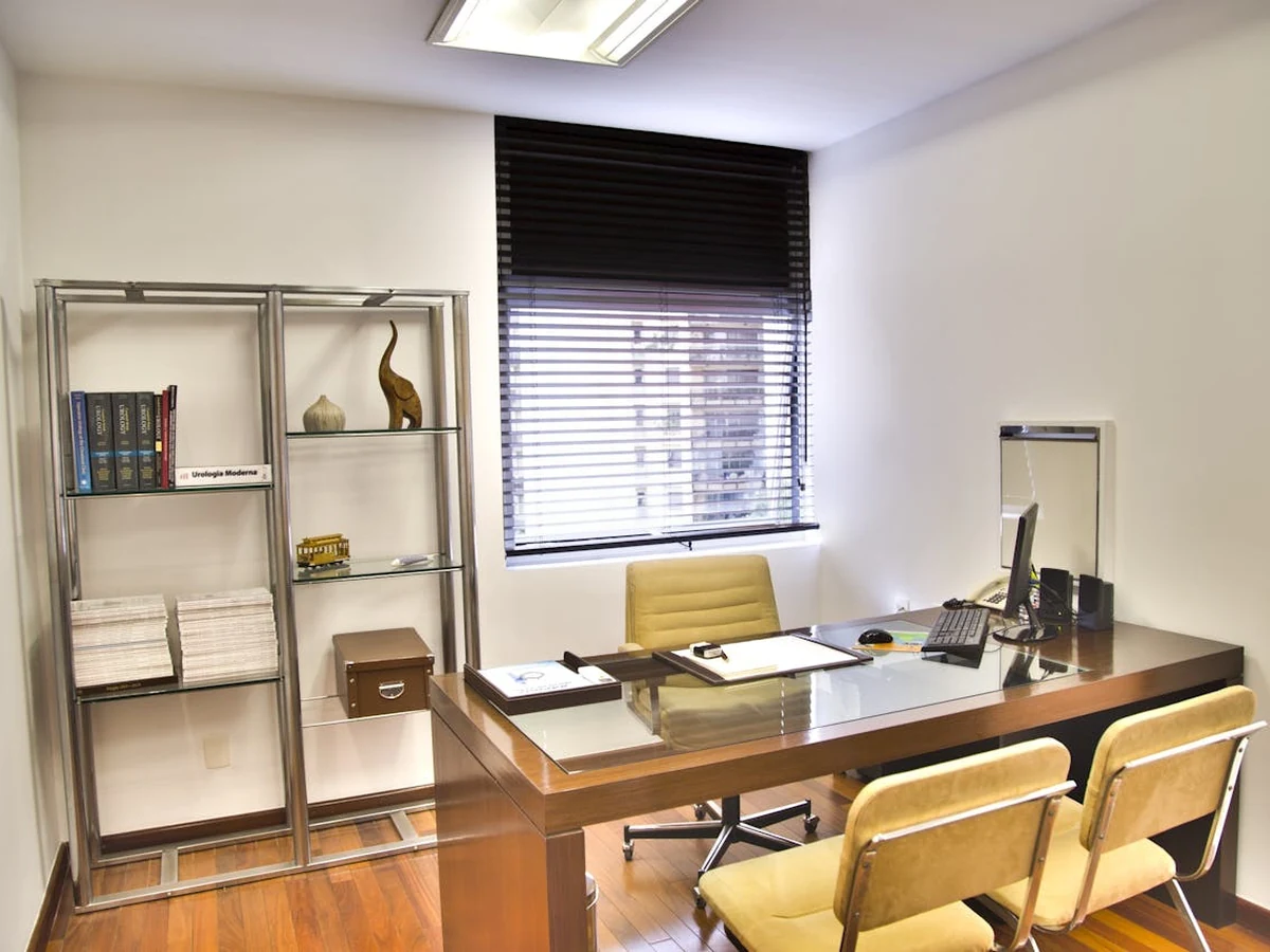 home-office-painting-grey-home-office-durham-decorators Home office painting in Durham - grey home office workspace painted by Durham Painters