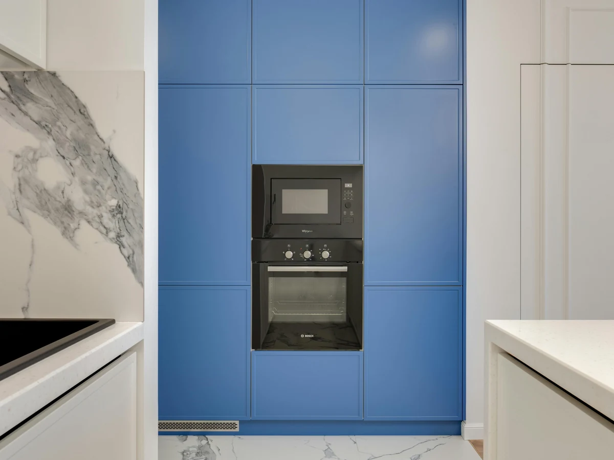 Kitchen Painting Kitchen Blue Feature in Durham