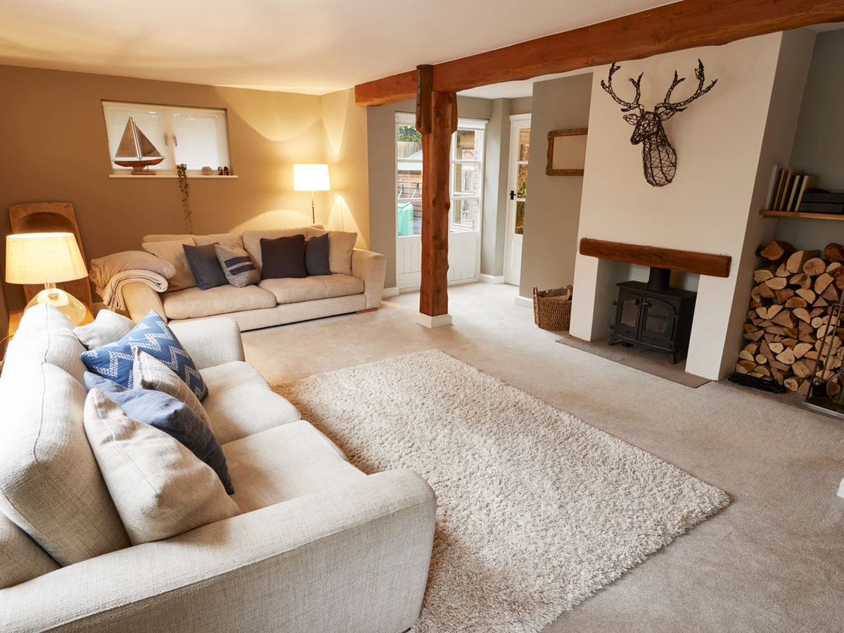Living room painting in a cosy country lounge by Durham Painters in Willington