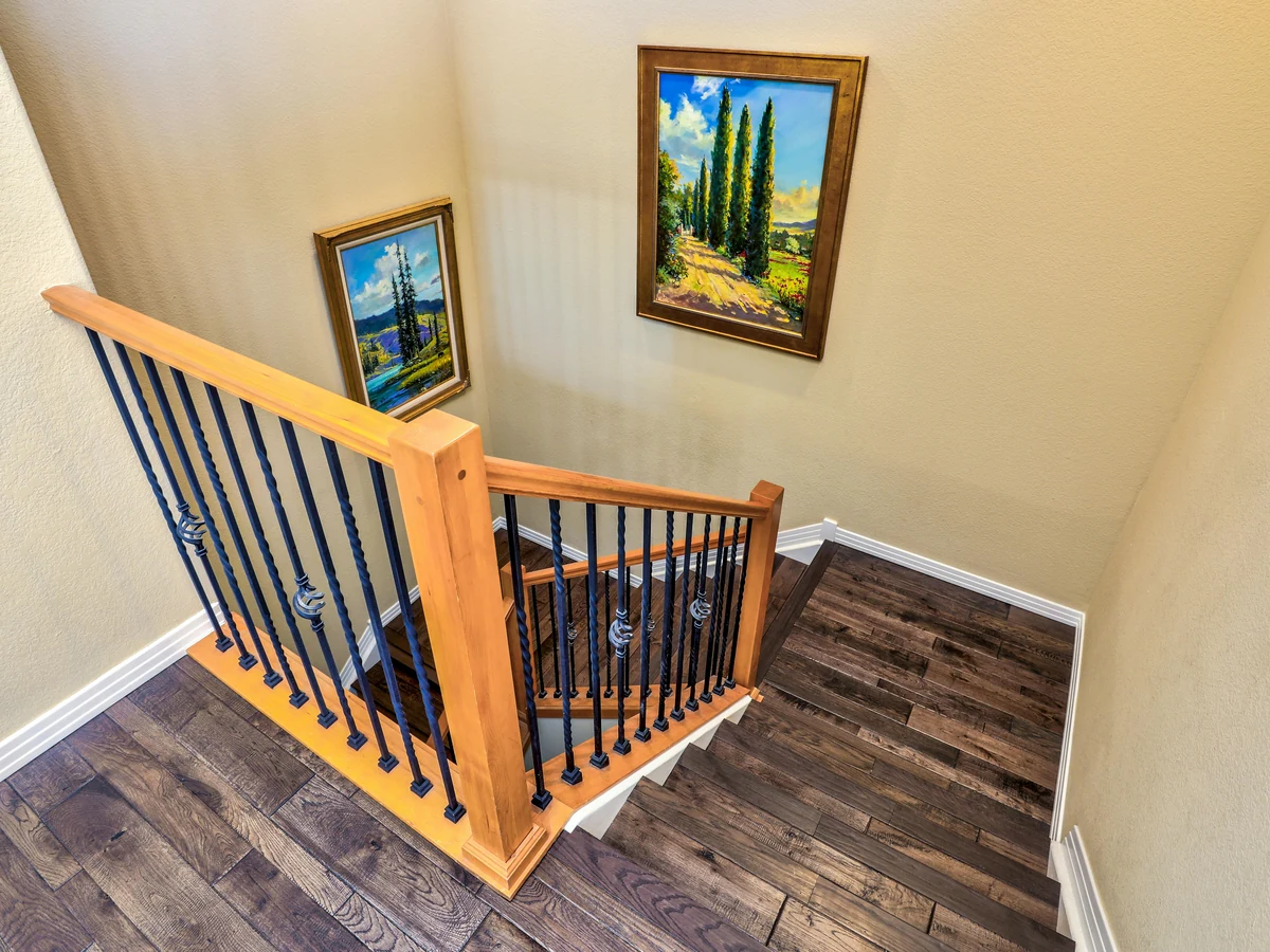 Traditional hallway spindle woodwork painted in Durham property