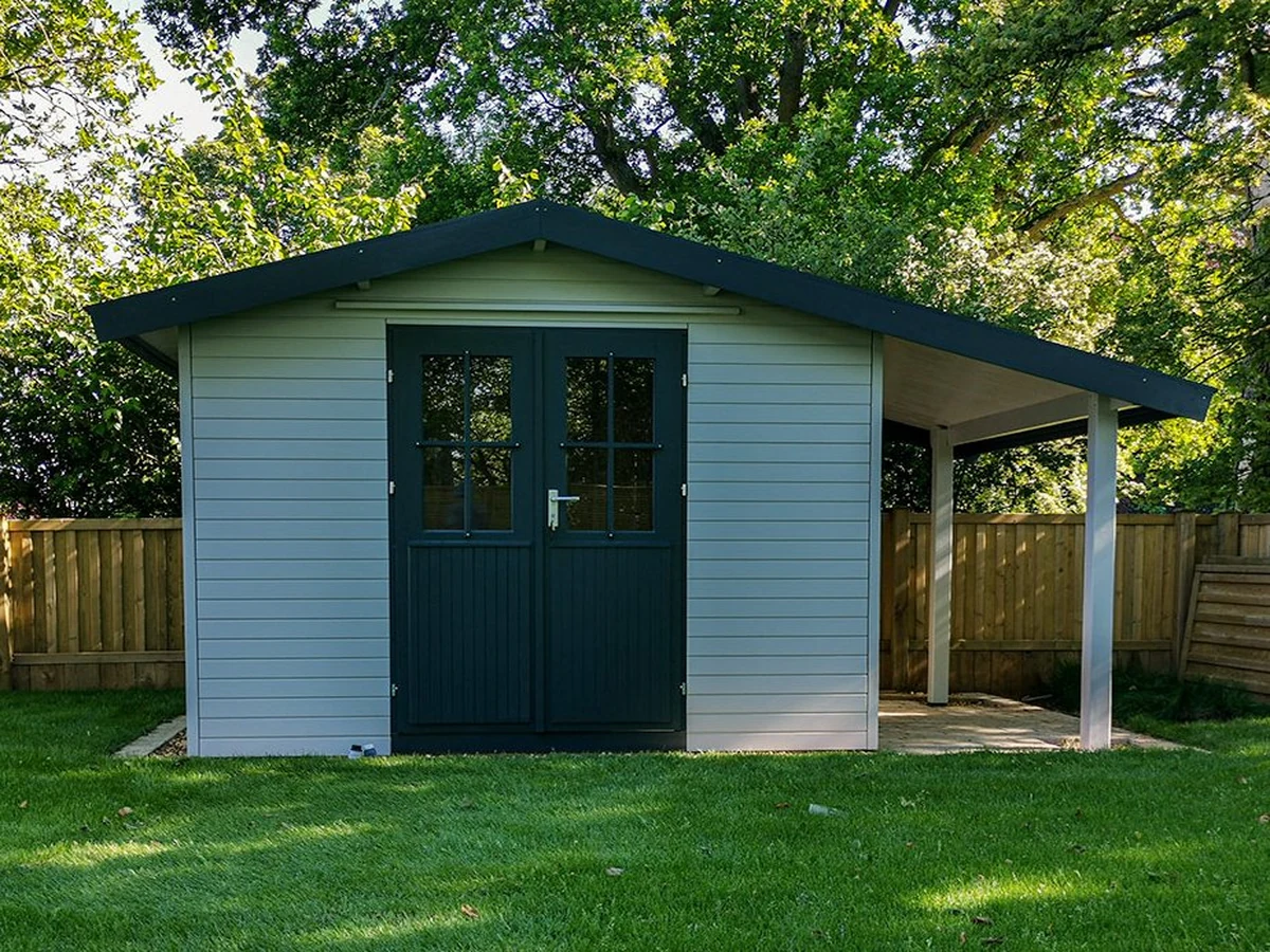 wood-painting-dark-green-garden-durham-painters Garage door painting in Durham by Durham Painters, dark green painted exterior timber door